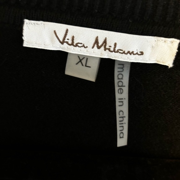 NWOT WOMENS VILA MILANIE BLACK SILVER STUDED WOOL BLEND LIGHTWEIGHT SWEATER XL - Picture 4 of 10